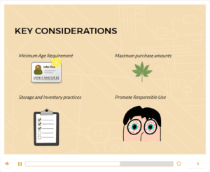 Screenshot of instructional product development for Cannabis Compliance