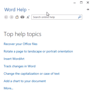 Image of word built-in help