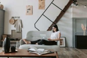 lady taking an on demand learning course at home