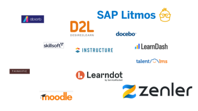 logos of LMS e-learning companies
